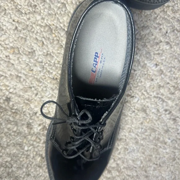 CAPPS Air-Lite Men’s by 8.5 Black Patent Leather Dress Shoes Oxford Uniform USA - Picture 4 of 5